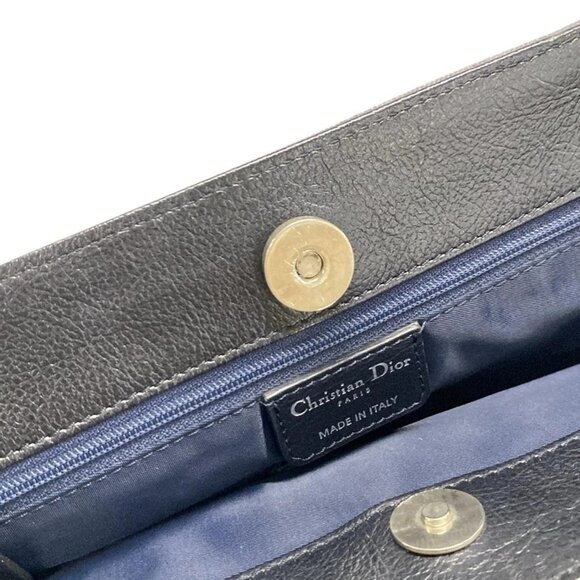 Auth DIOR/ChristianDior Flight Navy Gray Orange Denim Leather Tote Bag - Picture 11 of 16